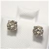 Image 3 : 14K White Gold Diamond (0.8Ct,I1-2,Light Brown) Earrings (~Size ) (~weight 0.68g), Made in Canada, S