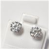 Image 3 : 14K White Gold White Moissanite(2ct) Earrings  (~weight 0.92g), Made in Canada, Appraised Retail $11