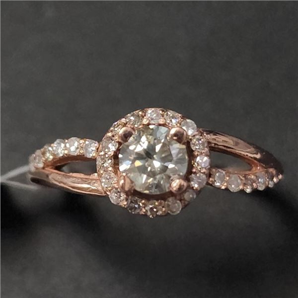 10K Rose Gold Diamond (0.35Ct,I1,Light Yellowish Green) Diamond(0.15ct) Ring (~Size 6 (~weight 2.63g