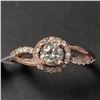 Image 1 : 10K Rose Gold Diamond (0.35Ct,I1,Light Yellowish Green) Diamond(0.15ct) Ring (~Size 6 (~weight 2.63g