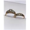 Image 1 : ESTATE ASSET - Vintage 14 - 18K two tone Gold  double ring wedding set with diamond solitaire ring a