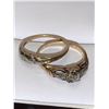 Image 5 : ESTATE ASSET - Vintage 14 - 18K two tone Gold  double ring wedding set with diamond solitaire ring a