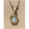 Image 2 : ESTATE ASSET - Ladies Vintage 14K Gold Tear Drop Opal Pendant, Chain and earring set