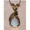 Image 3 : ESTATE ASSET - Ladies Vintage 14K Gold Tear Drop Opal Pendant, Chain and earring set