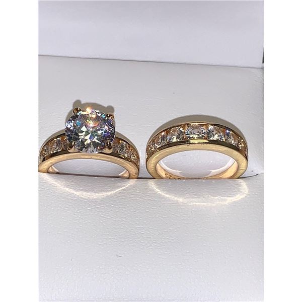 Ladies Double wedding set with 1.4 Carat Brilliant Cut Solitaire ring & Matching Band size 7