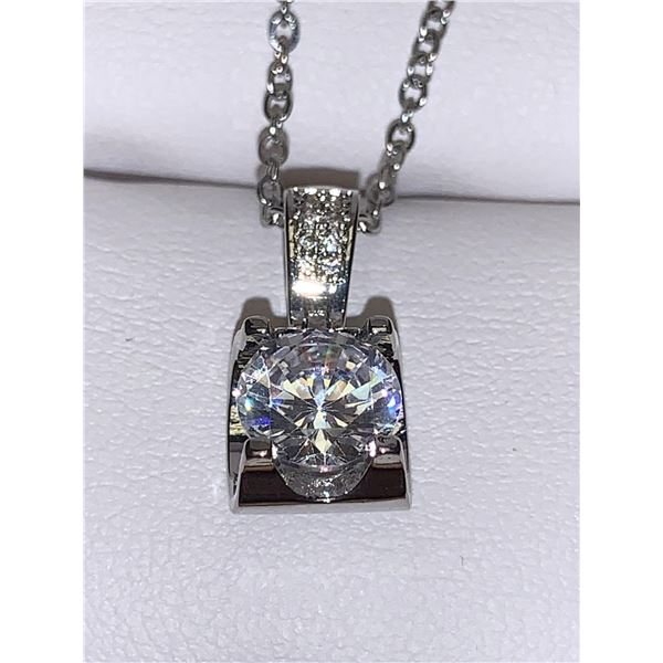Floating .85 Carat Solitaire Pendant with Chain