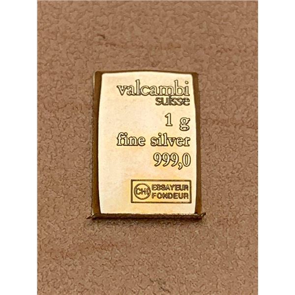 Valcambi Suisse 1 Gram .999 Pure Silver Wafer Bar