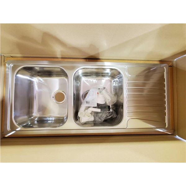 NEW Dual Stainless Steel Sink with built in Dryboard - 45Lx19.75Wx7.5'D