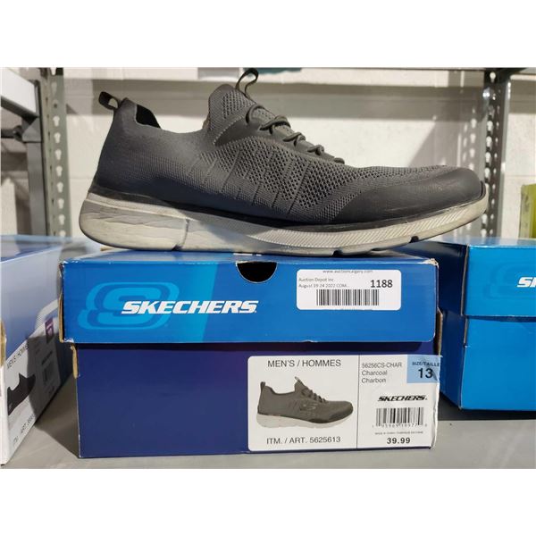 Men's Size 13 Skechers Slip on Sneakers  Gray- OPEN BOX - SOLD AS IS