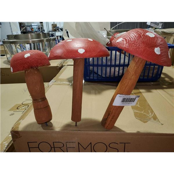 Locally Hand Made set of 3 Garden Mushrooms