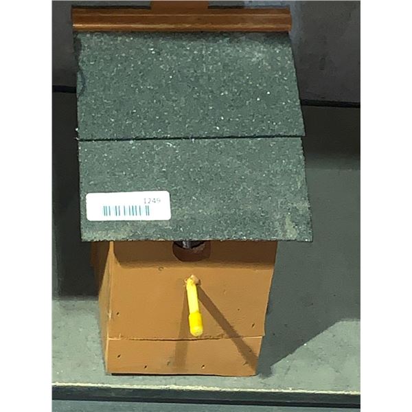 Locally Made Wooden Bird House with Shingled Roof