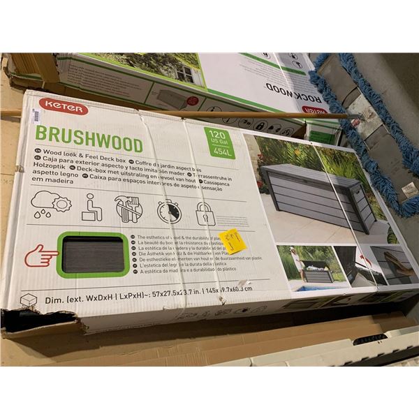 NEW Keter Brushwood Deck Box - Some Damage to one corner as seen in photos