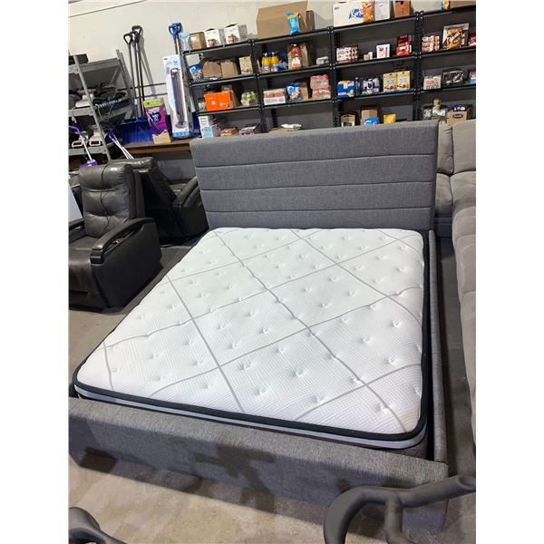 New Gray Upholstered King Size Bed Frame - Missing Feet