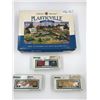 Image 1 : Plasticville HO Scale Building Kit And Three Industrial N scale Train Cars