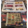 Image 2 : Lot of New in Package Train Box Cars and Car Garage Miniatures