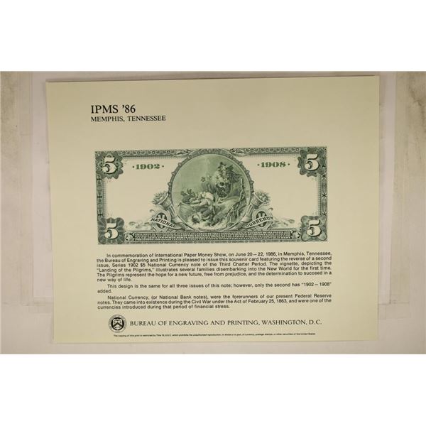 IPMS '86 MEMPHIS TENNESSEE SOUVENIR CARD WITH