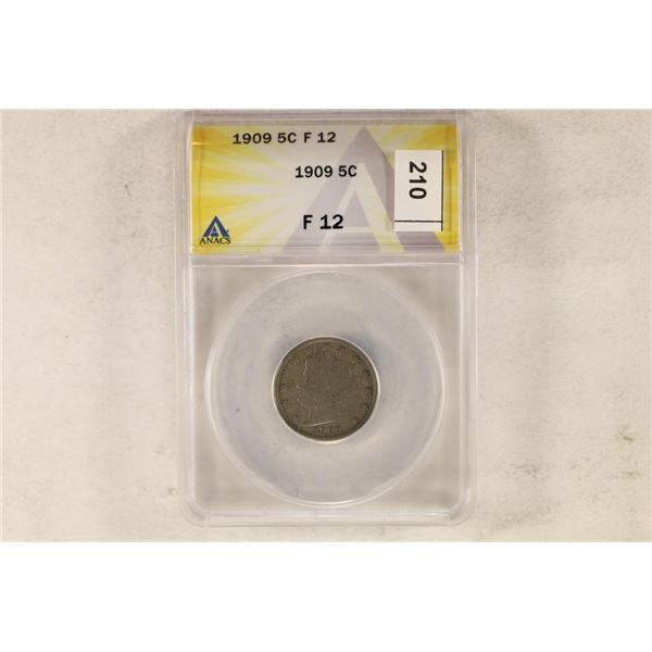 1909 LIBERTY "V" NICKEL ANACS F12