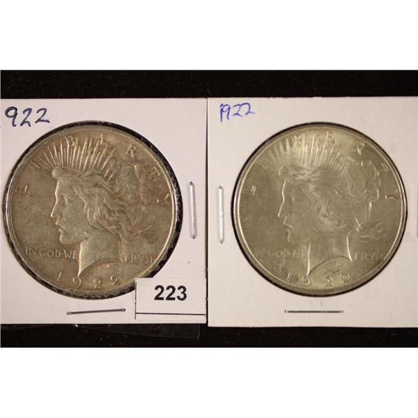 2-1922 PEACE SILVER DOLLARS