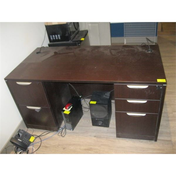 SM. MODERN COMPUTER DESK W/5 DRAWERS & KEYS