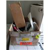 Image 1 : BOX OF MISC. PLUMBING SUPPLIES, OLD STYLE BYPASS, FAUCET SET, EXTENSION COUPLING, RESTRICTED SPOUT, 
