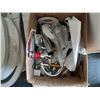 Image 2 : BOX OF MISC. PLUMBING SUPPLIES, OLD STYLE BYPASS, FAUCET SET, EXTENSION COUPLING, RESTRICTED SPOUT, 