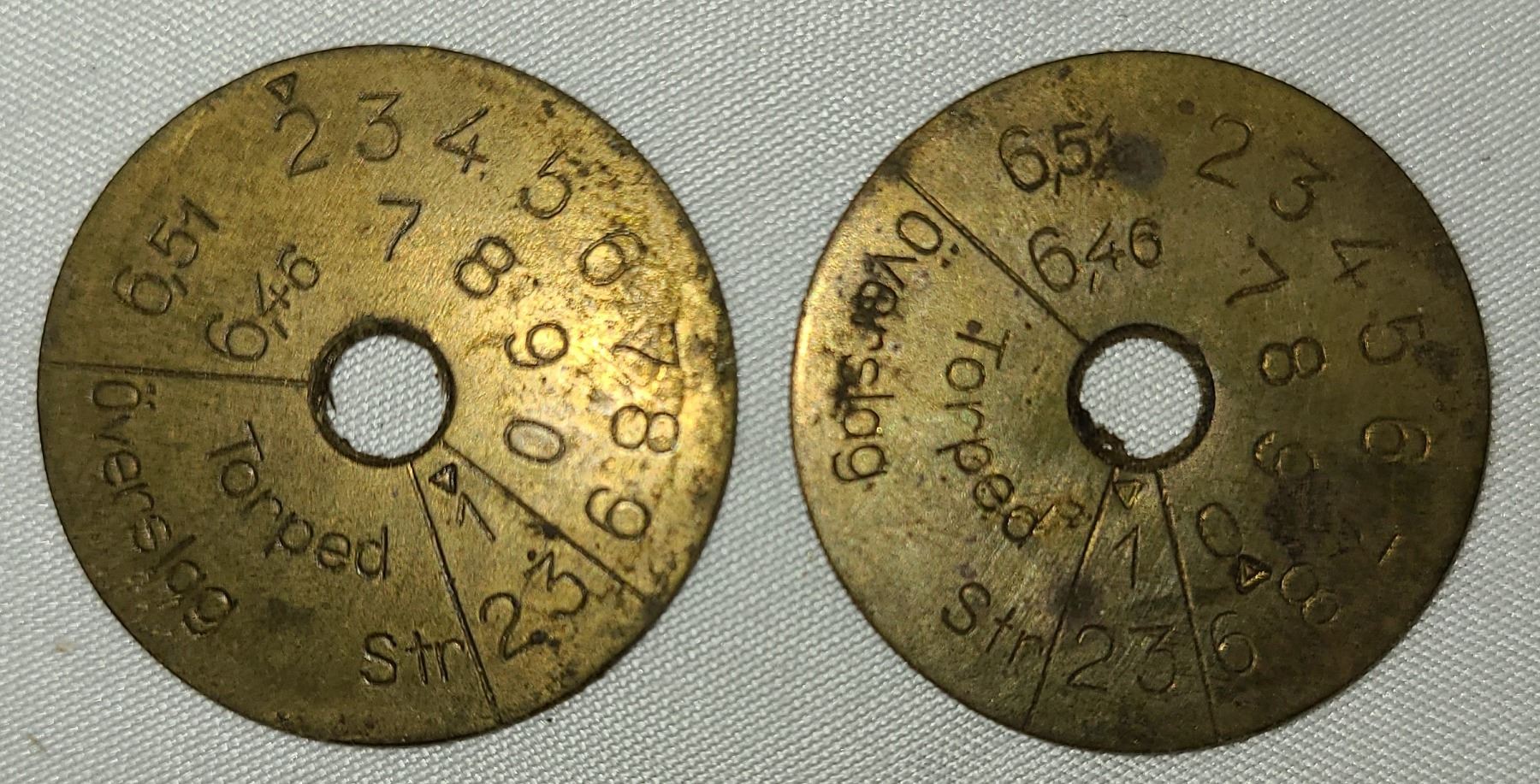 Brass Rifle ID Disc - Europeon Military Armours Discs - Lot of 2
