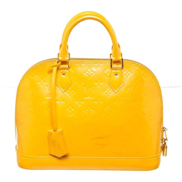 Louis Vuitton Yellow Vernis Leather Alma Satchel Bag