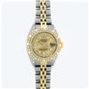 Image 2 : Rolex Ladies 2 Tone Champagne Diamond Lugs & Pyramid Datejust Wristwatch