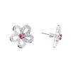 Image 2 : 1.67 ctw Round Mixed Pink Sapphires And Round Brilliant Cut Diamond Earrings - 1