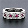Image 2 : 18k White Gold 1.50 ctw Pave Round Brilliant Diamond & Blood Red Ruby Band Ring