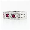Image 6 : 18k White Gold 1.50 ctw Pave Round Brilliant Diamond & Blood Red Ruby Band Ring