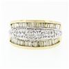 Image 4 : 14k Yellow Gold 1.34 ctw 3 Row Channel Baguette Pave Round Diamond Wide Band Rin