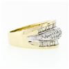 Image 5 : 14k Yellow Gold 1.34 ctw 3 Row Channel Baguette Pave Round Diamond Wide Band Rin