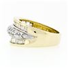 Image 6 : 14k Yellow Gold 1.34 ctw 3 Row Channel Baguette Pave Round Diamond Wide Band Rin