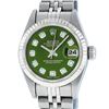 Image 1 : Rolex Ladies Stainless Steel Green Diamond Quickset Datejust Wristwatch