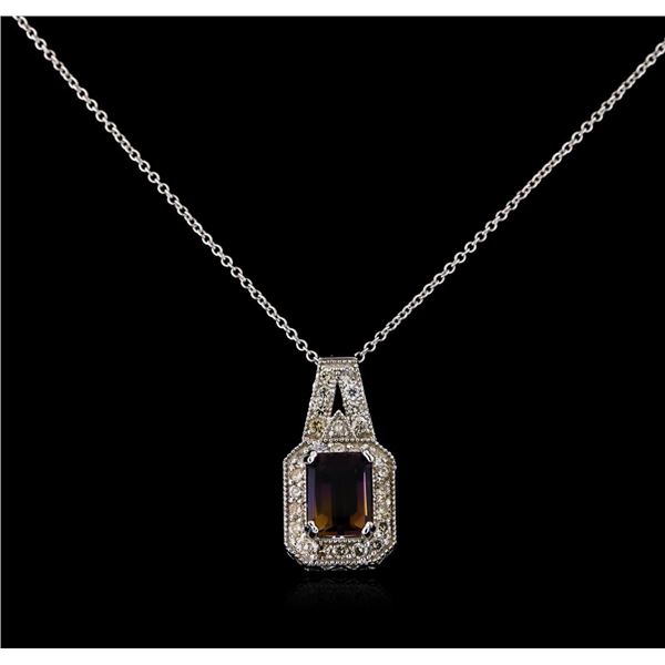 2.75 ctw Ametrine and Diamond Pendant With Chain - 14KT White Gold
