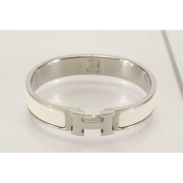 Hermes Ivory Metal Clic Clac Bangle Bracelet PHW
