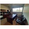 Image 1 : CONTENTS OF UPPER CORNER OFFICE INCLUDING DESK, 8 DOOR STORAGE CABINET, 4 DRAWER LATERAL FILING