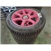 Image 2 : SET OF 4 NEXEN WINGUARD  WINSPIKE WH62 205/55R16 94T MUD + SNOW TIRES ON RTX PINK ALLOY WHEELS