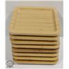 Image 1 : EIGHT SQUARE BAMBOO WOODEN TRAYS 10" X 10"