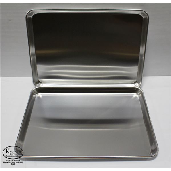 LOT OF 2 NEW HALF SIZE ALUMINUM BUN PANS