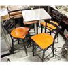 Image 1 : BRUSHED ALUMINUM BAR HEIGHT TABLE W/ FOUR CHAIRS