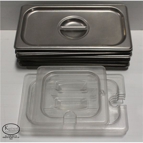 GROUP OF 10 ASSORTED S/S & POLY CARB INSERT LIDS