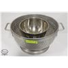 Image 1 : LARGE ALUMINUM COLANDER W/ SMALLER S/S COLANDER