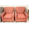 Image 1 : GROUP OF 3 RED FABRIC ARMCHAIRS 33" X 35" X 36"