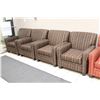 Image 1 : GROUP OF 4  BROWN FABRIC ARMCHAIRS 33" X 35" X 36"