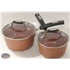 Image 1 : NEW LOT OF 2 THE ROCK COPPER SAUCE PANS W/ LIDS