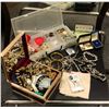 Image 1 : Large group of misc. set dec jewelry - Ronson lighter/ rings/ watches/ earrings etc.