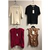 Image 1 : Group of designer clothing pieces (new w/ tags) - "Theory" ruched fitted chalk pink top (Size: S)/ "