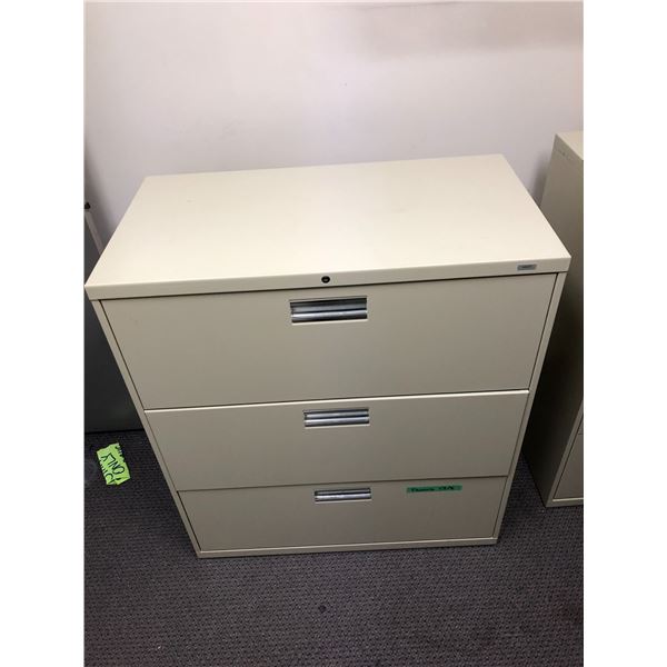 3 drawer office single filing cabinet (approx. 36in wide x 19 1/2in ...